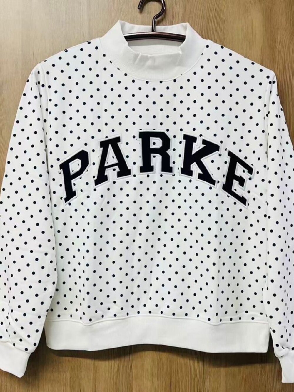 Parke Navy Polka Dot Mock Neck Sweatshirt